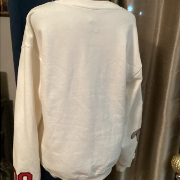 NWOT Disney Off White Graphic Sweater with Mickey and Stitch - Picture 4 of 7